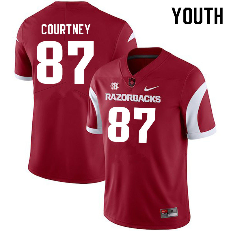 Youth #87 Dax Courtney Arkansas Razorbacks College Football Jerseys Sale-Cardinal